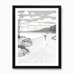 View Of Whitsunday Islands, Australia Line Art Black And White 4 Art Print