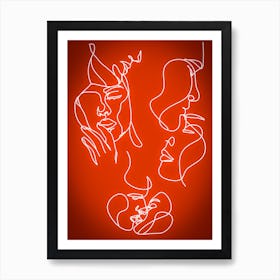 Line art of a woman 1 Art Print