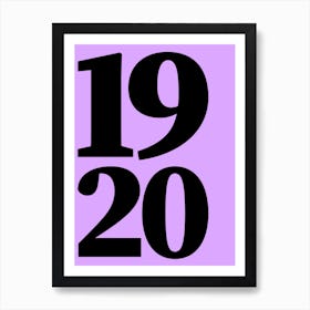 1920 Typography Date Year Word Art Print