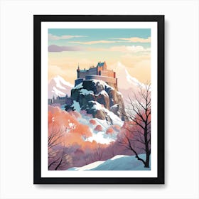 Vintage Winter Travel Illustration Edinburgh Scotland 4 Art Print