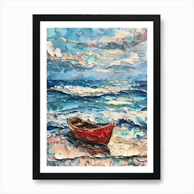 Red Boat On The Beach 1 Art Print