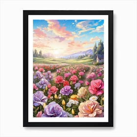 Field Of Roses Art Print