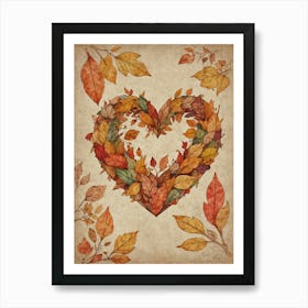 Autumn Leaves Heart 4 Art Print