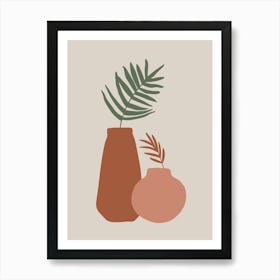 Two Vases With Leaves Art Print