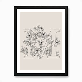 M FLORAL INITIAL PRINT Art Print