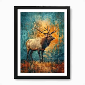 Elk In The Grass Art Print