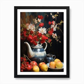 Autumn still life with apples Art Print