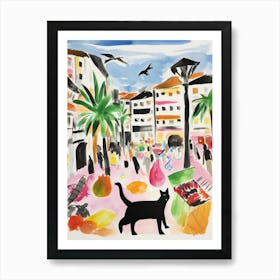 The Food Market In Santander 3 Illustration Art Print