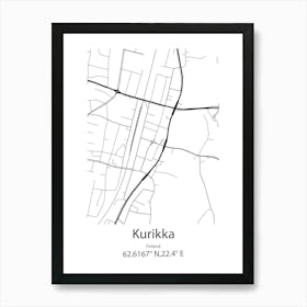 Kurikka,Finland Minimalist Map Art Print