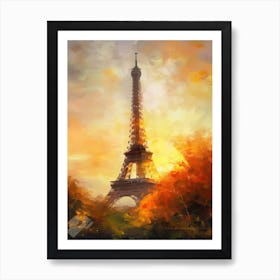 Eiffel Tower Paris France Oil Painting Style 13 Art Print