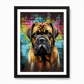 Aesthetic Mastiff Dog Puppy Brick Wall Graffiti Artwork Art Print