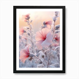 Frosty Botanical Hibiscus 2 Art Print