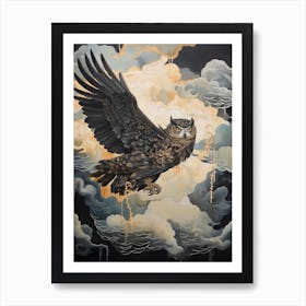 Owl 1 Gold Detail Painting Art Print