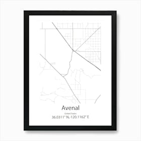 Avenal,United States Minimalist Map Art Print