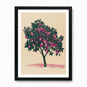 Plum Tree Colourful Illustration 2 Art Print