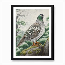 Ohara Koson Inspired Bird Painting Grouse 2 Art Print