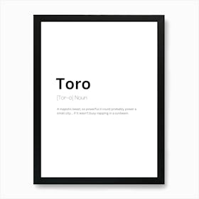 Toro Definition Meaning 1 Art Print