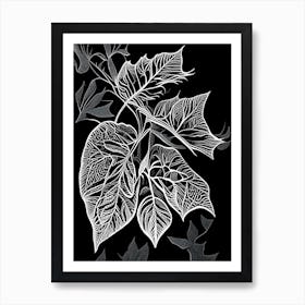 Schisandra Leaf Linocut Art Print