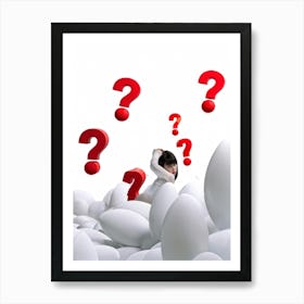 Abstract Human Concept Swirling In A Sea Of Confusion Marked By White Question Marks And Exclamation (6) Art Print