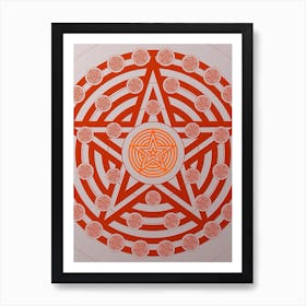 Geometric Abstract Glyph Circle Array in Tomato Red n.0125 Art Print