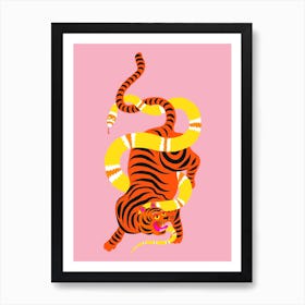 Tiger And Snake Battle Art Print