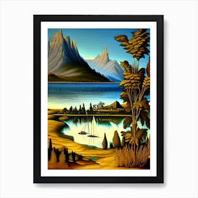 Landscape With Mountains Art Print