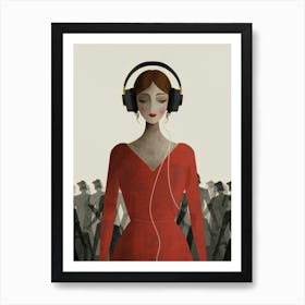 Woman Listening To Music 5 Art Print