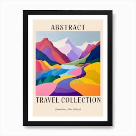 Abstract Travel Collection Poster Queenstown New Zealand 2 Art Print