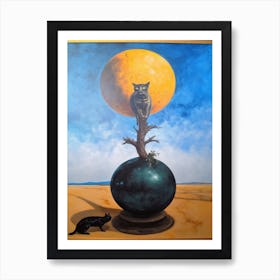 Lavender With A Cat 3 Dali Surrealism Style Art Print