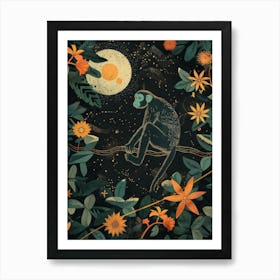 Monkey In The Moonlight Art Print