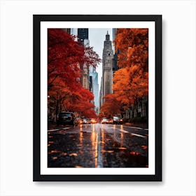 Autumn Leaves In New York City Art Print