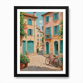 Mediterranean Village Bicycle Art Print