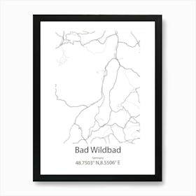 Bad Wildbad,Germany Minimalist Map Art Print