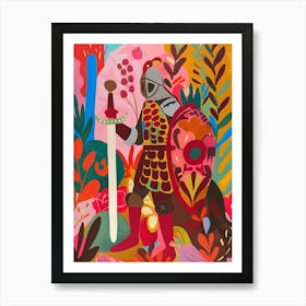 Matisse Inspired, Knight In The Forest, Fauvism Style Art Print