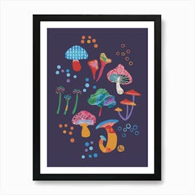 Candy Mushrooms [dark purple] Art Print