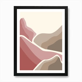 Beige And Red Abstract Art Print
