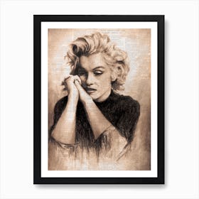 Marilyn Monroe Newsprint Art Print