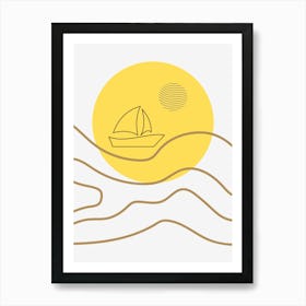 Minimalist sailing ship  Art Print