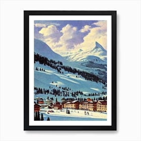 Livigno, Italy Ski Resort Vintage Landscape 1 Skiing Poster Art Print