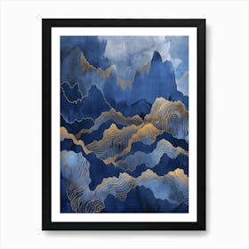 Blue Sky With Gold Clouds Art Print