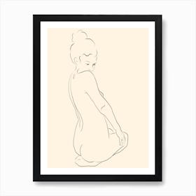 Getting Ready Nude Woman Line Art Art Print