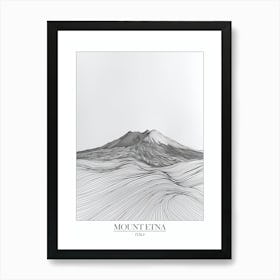 Mount Etna Italy Line Drawing 3 Poster Art Print