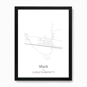 Marti,Cuba Minimalist Map Art Print