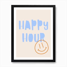 Happy Hour Poster Blue & Orange Art Print