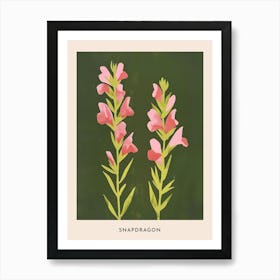Pink & Green Snapdragon 2 Flower Poster Art Print