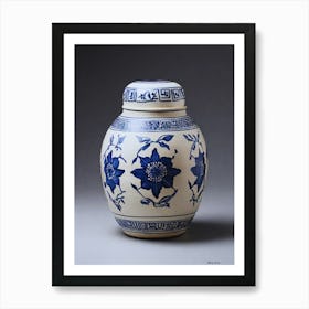Chinese Blue And White Urn Art Print