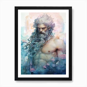  A Watercolor Of Poseidon 1 Art Print
