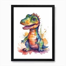 Heterodontosaurus Cute Dinosaur Watercolour 1 Art Print