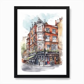 Shoreditch London Neighborhood, Watercolour 4 Art Print