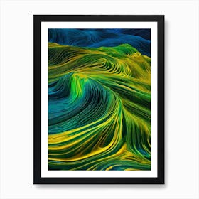 Abstract Greens and Blues Yellow Art Print